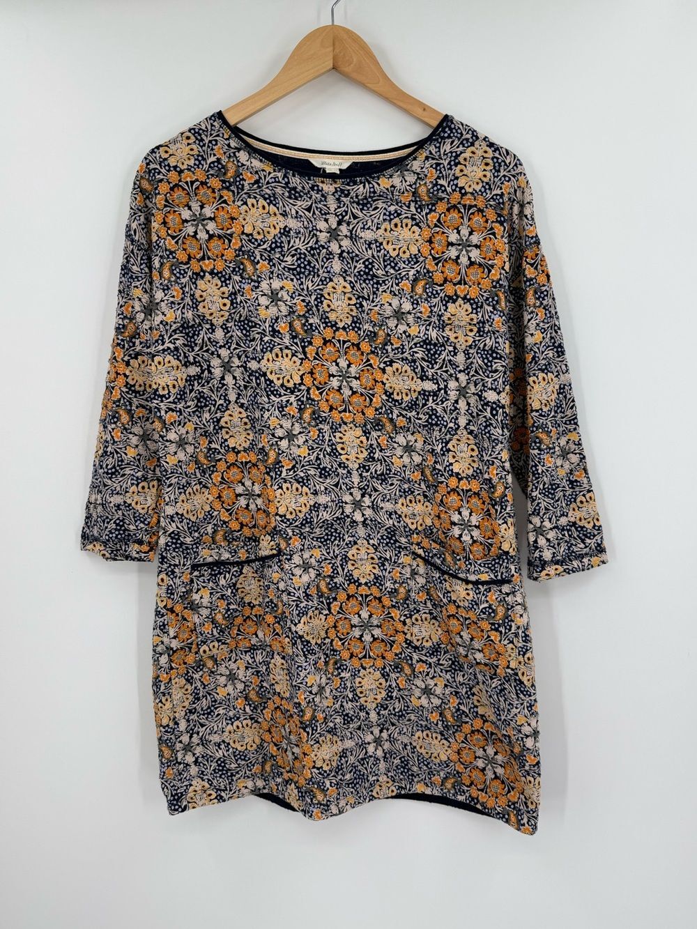 White Stuff Floral Tunic Top / Dress with Pockets | Navy Multi | UK 12 (Medium)